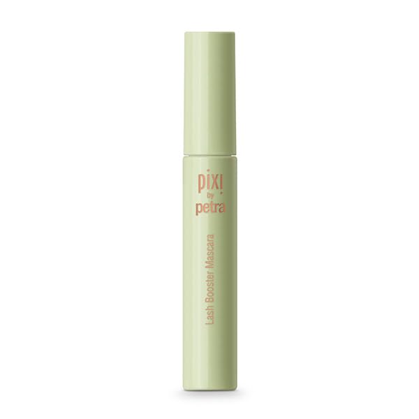 Pixi Lash Booster Mascara dense pigment delivers vivid black depth.