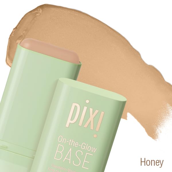 Pixi On-the-Glow Base application swatch demonstrates buildable coverage