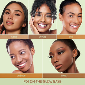 Pixi On-the-Glow Base ceramide NP hydrates for soft, lasting comfort.