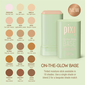 Pixi On-the-Glow Base glow finish for a dewy look.