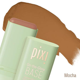 Pixi On-the-Glow Base stick-application closeup enables smooth blending.
