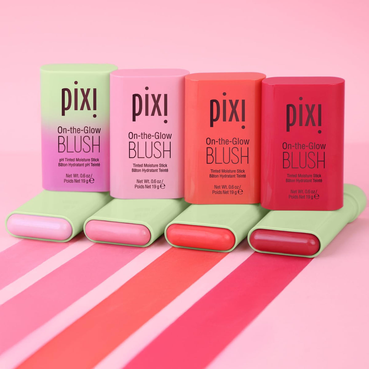 Pixi On-the-Glow Blush Stick Juicy aloe vera soothing formula close-up.