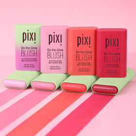 Pixi On-the-Glow Blush Stick Juicy aloe vera soothing formula close-up.