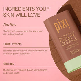 Pixi BeachGlow glow on skin after blending with fingertips