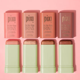 Pixi On-the-Glow Bronze label highlights fruit extracts and plant benefits.