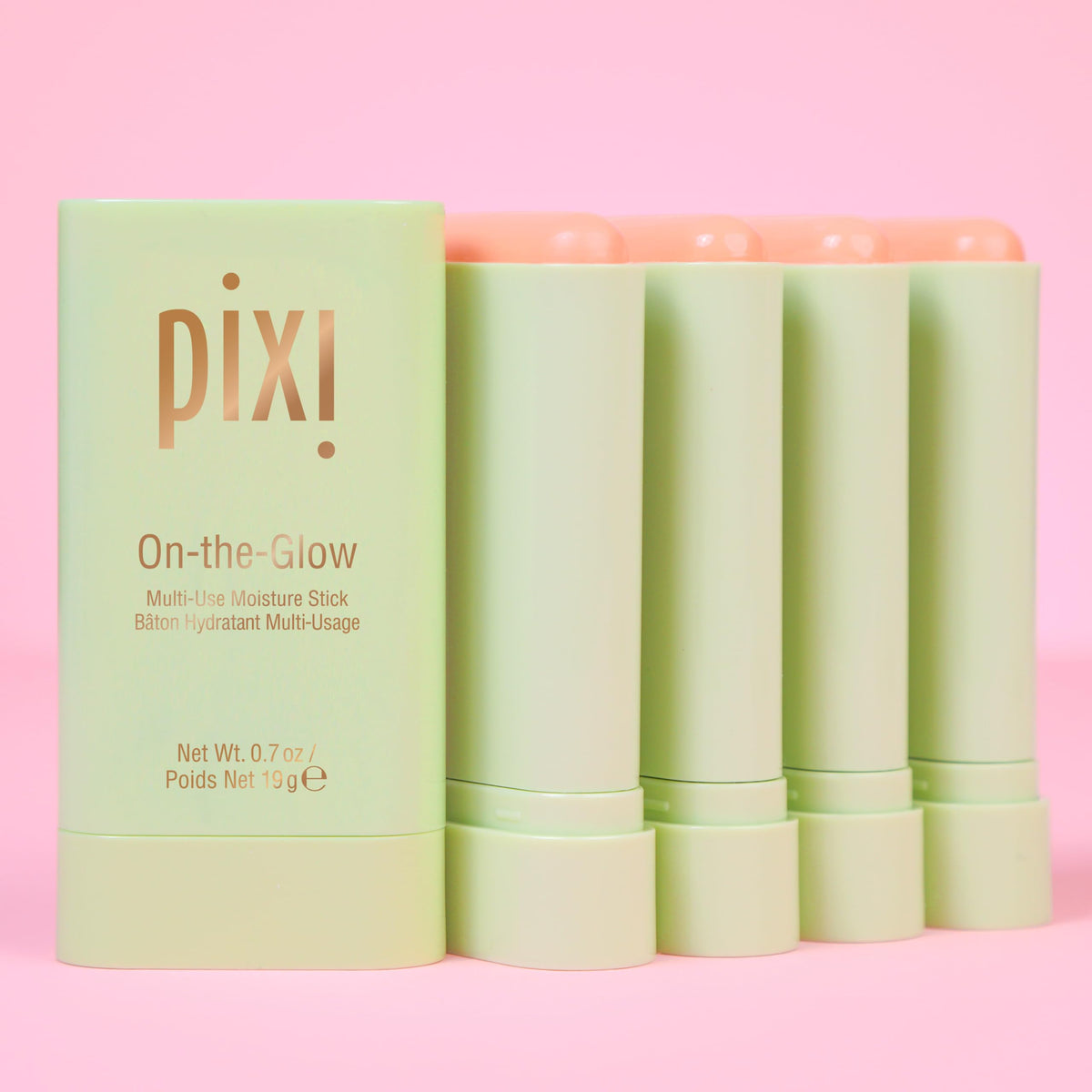 Pixi On-The-Glow applies smoothly to skin and hair for immediate hydration.