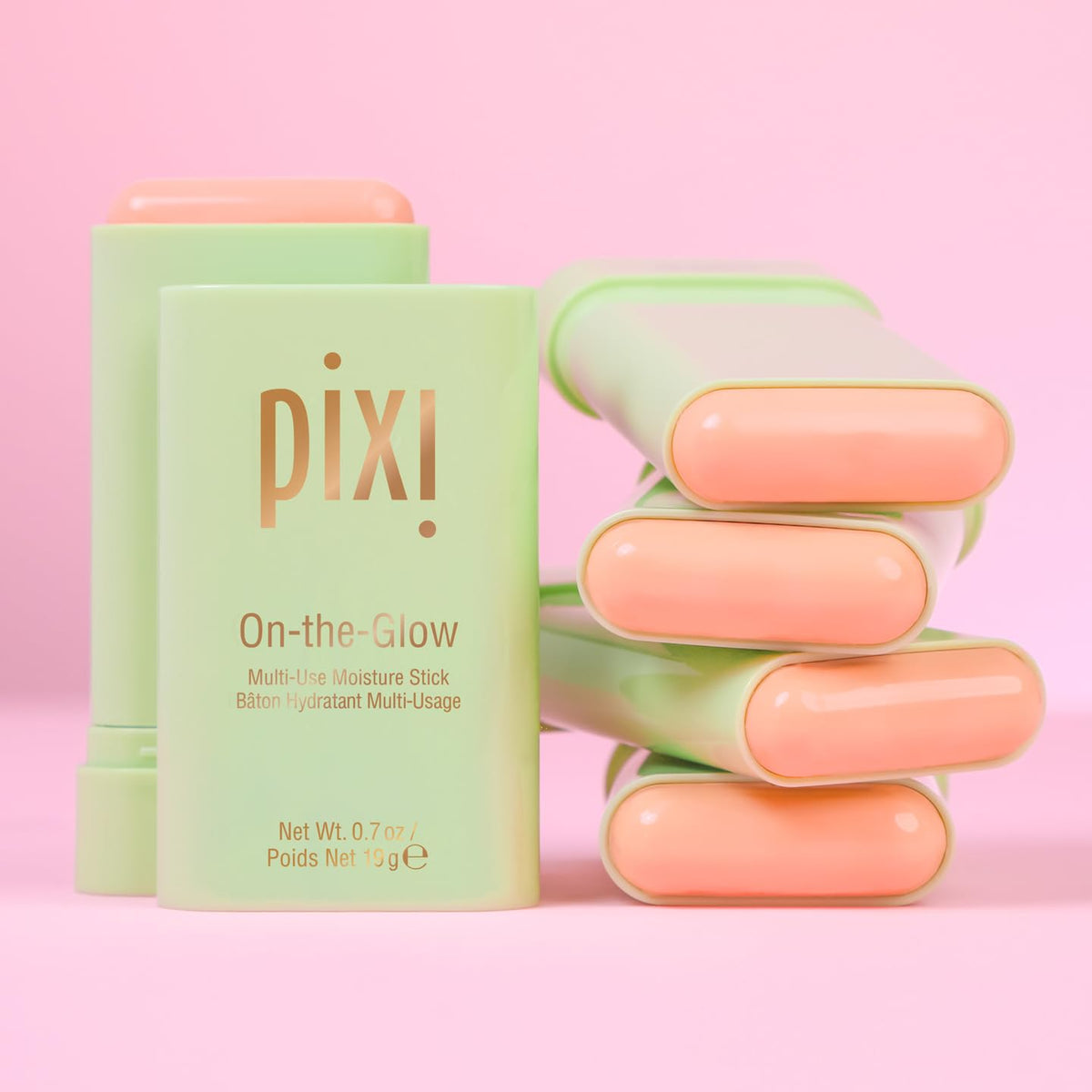 Pixi On-The-Glow travel-size moisturizer for face, lips, and body when on the move.