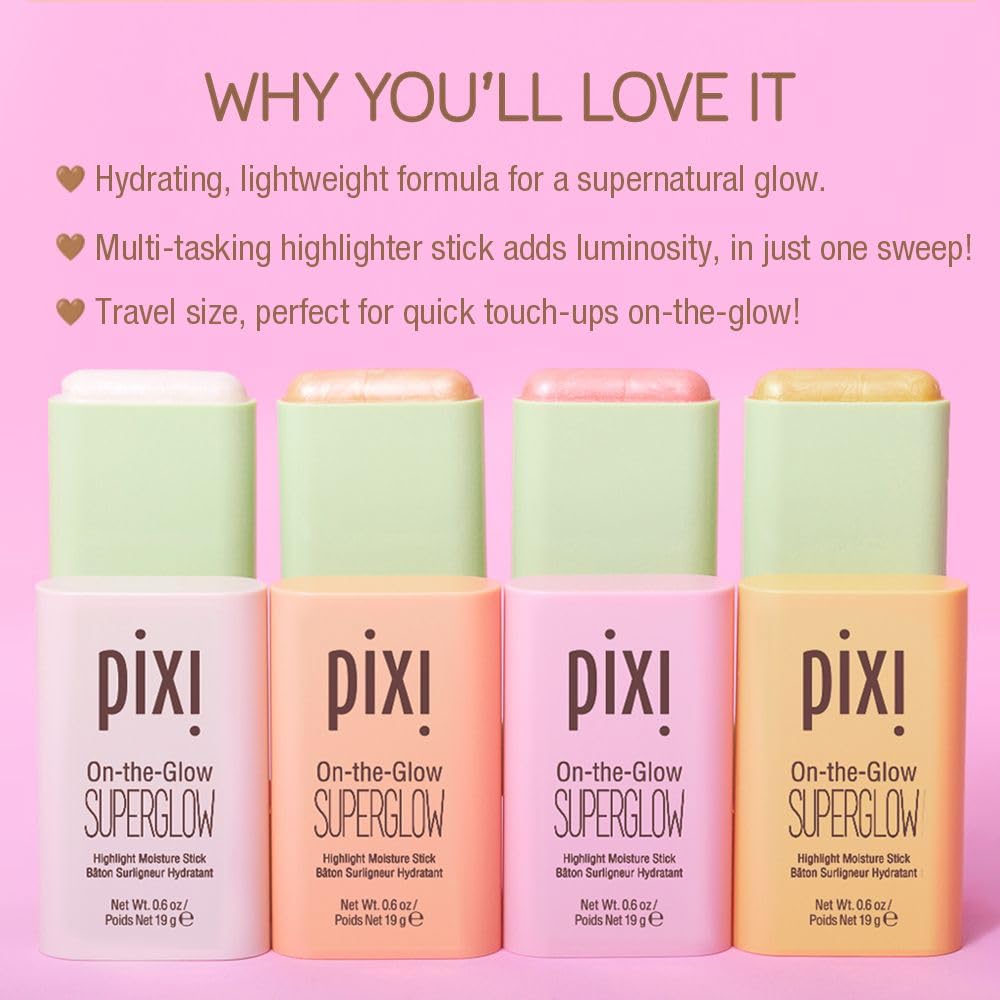 Pixi On-the-Glow brow bone glow creates subtle definition.
