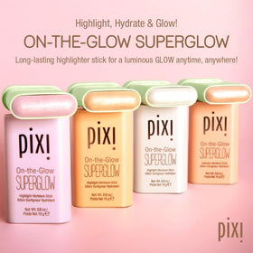 Pixi On-the-Glow cheekbone highlight applied for natural radiance.