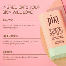 Pixi On-the-Glow swatch demonstrates a hydrating, conditioning texture.