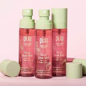 Pixi Rose Glow Mist featuring rose oil and 21 nourishing oils.