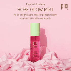 Pixi Rose Glow Mist mist dispersion on skin for refreshment.