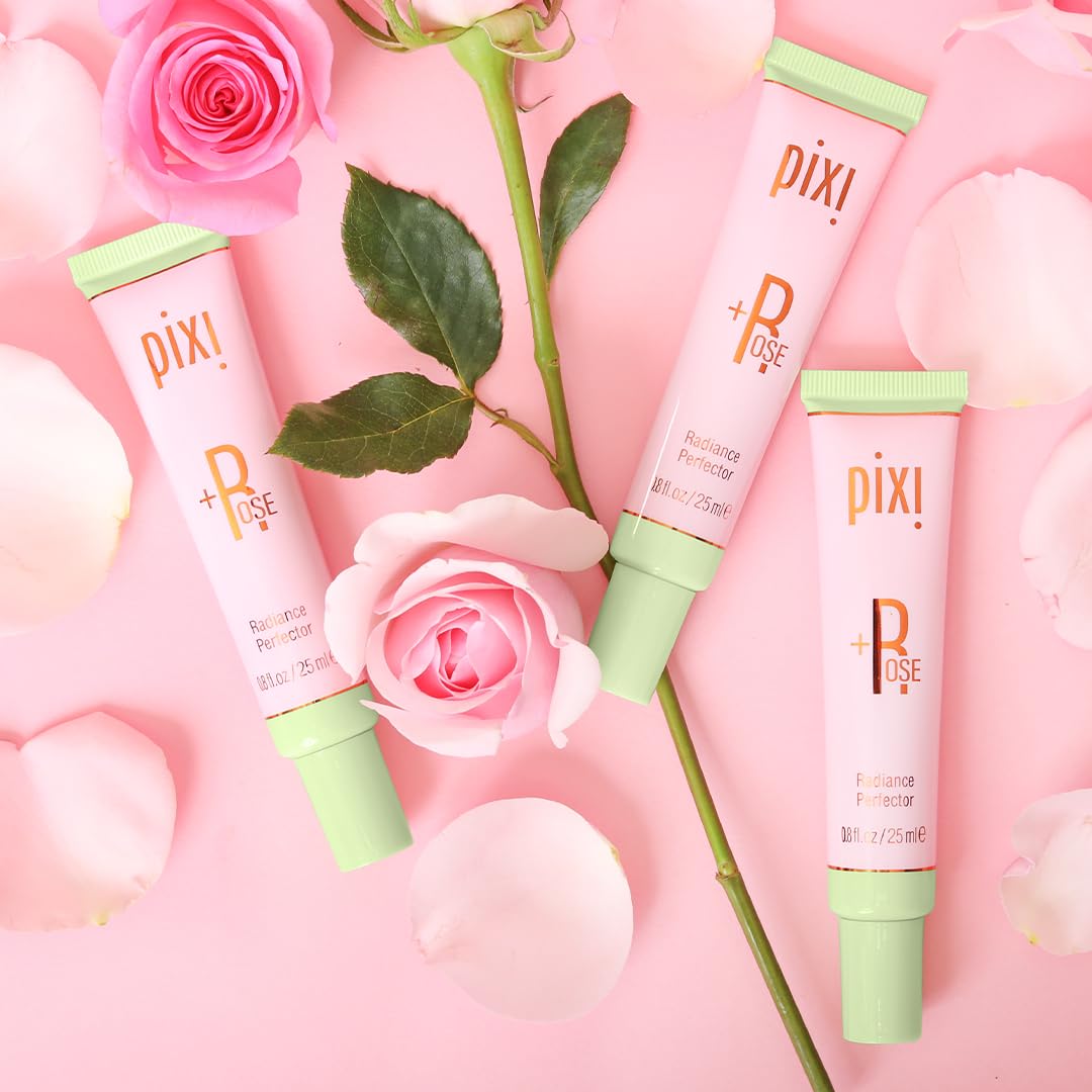 Pixi Rose Radiance Perfector pearlescent glow appears on skin after application.