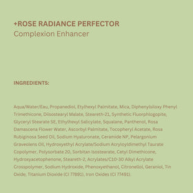 Pixi Rose Radiance Perfector on-cheek application demonstrates radiance and subtle tone correction.
