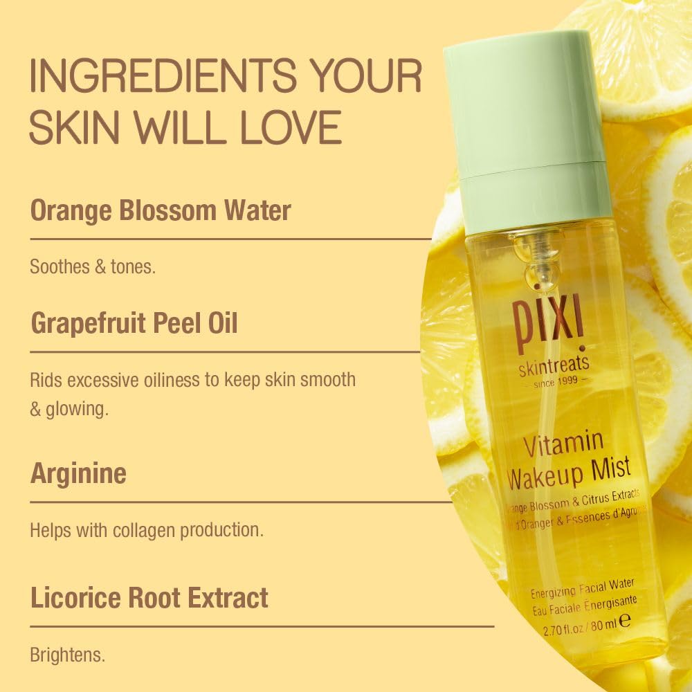 Pixi Vitamin-C Wakeup Mist provides lightweight hydration and a glow