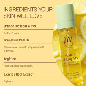 Pixi Vitamin-C Wakeup Mist provides lightweight hydration and a glow