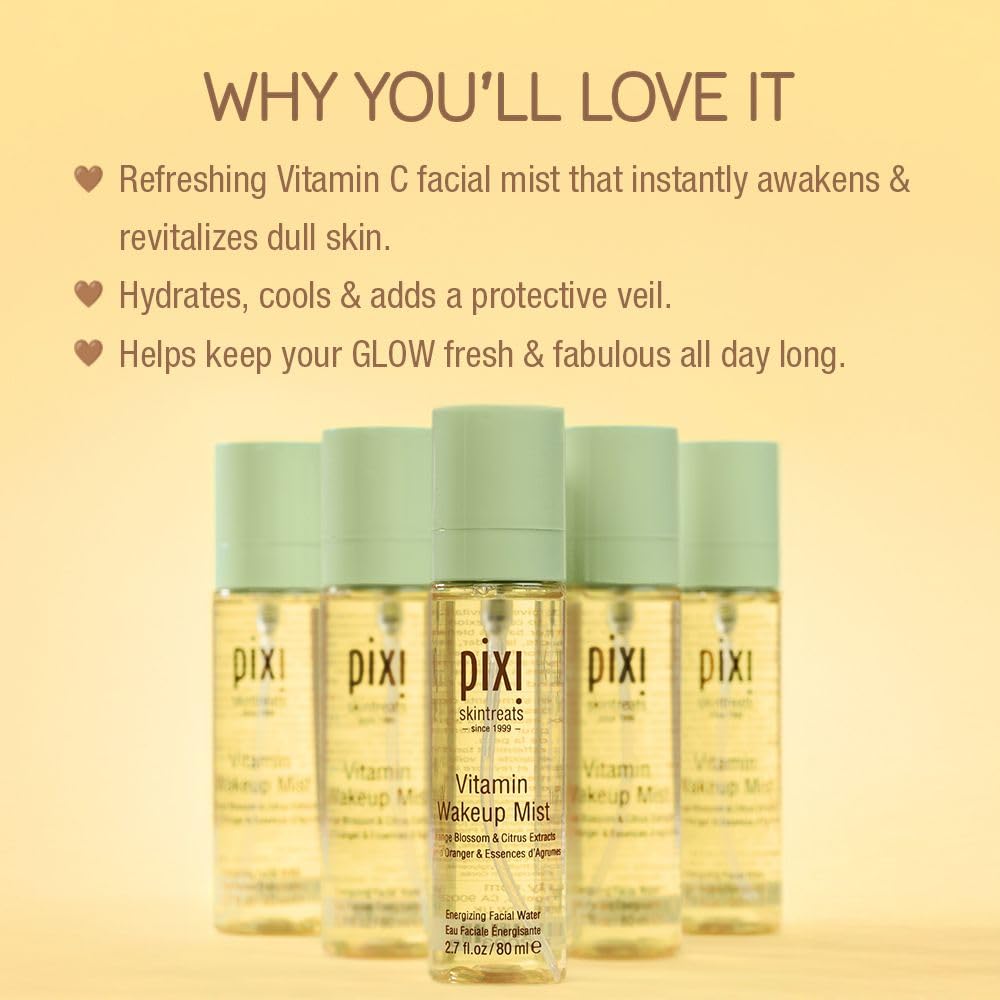Pixi Vitamin-C Wakeup Mist with orange blossom water for soothing tone