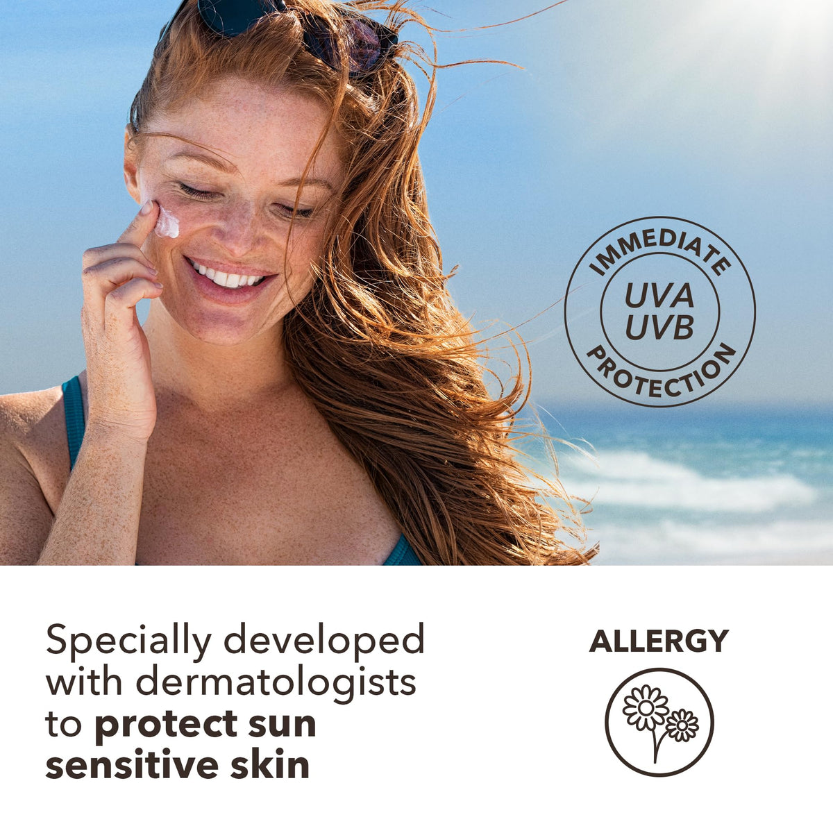 Daily-use Piz Buin Allergy Face Cream SPF50+ on face routine