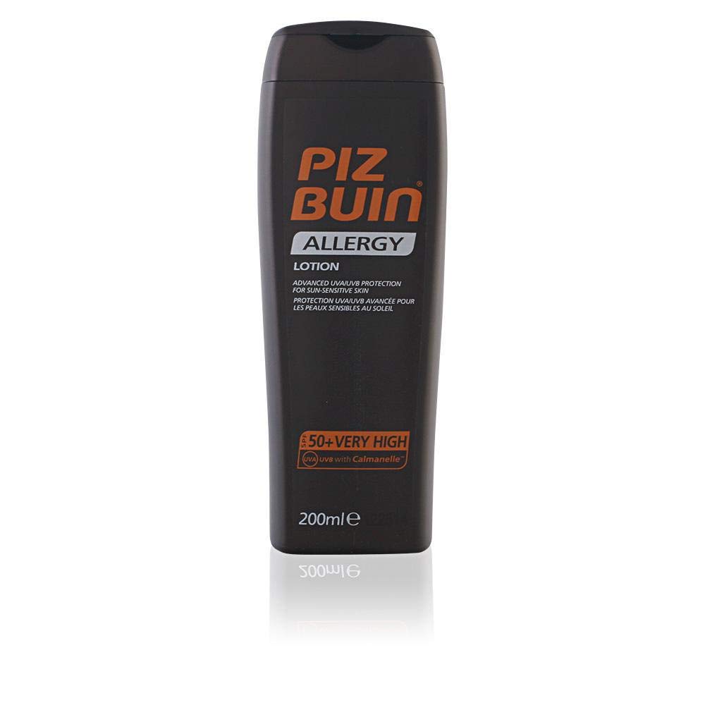 Piz Buin Allergy Lotion dispenser pump shows easy, precise dosing.