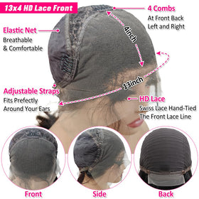 Pizazz adjustable cap with four combs secures comfortable all-day wear.