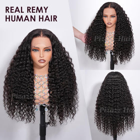 Pizazz Brazilian deep-wave 180-density wig for voluminous curls and all-day wear.