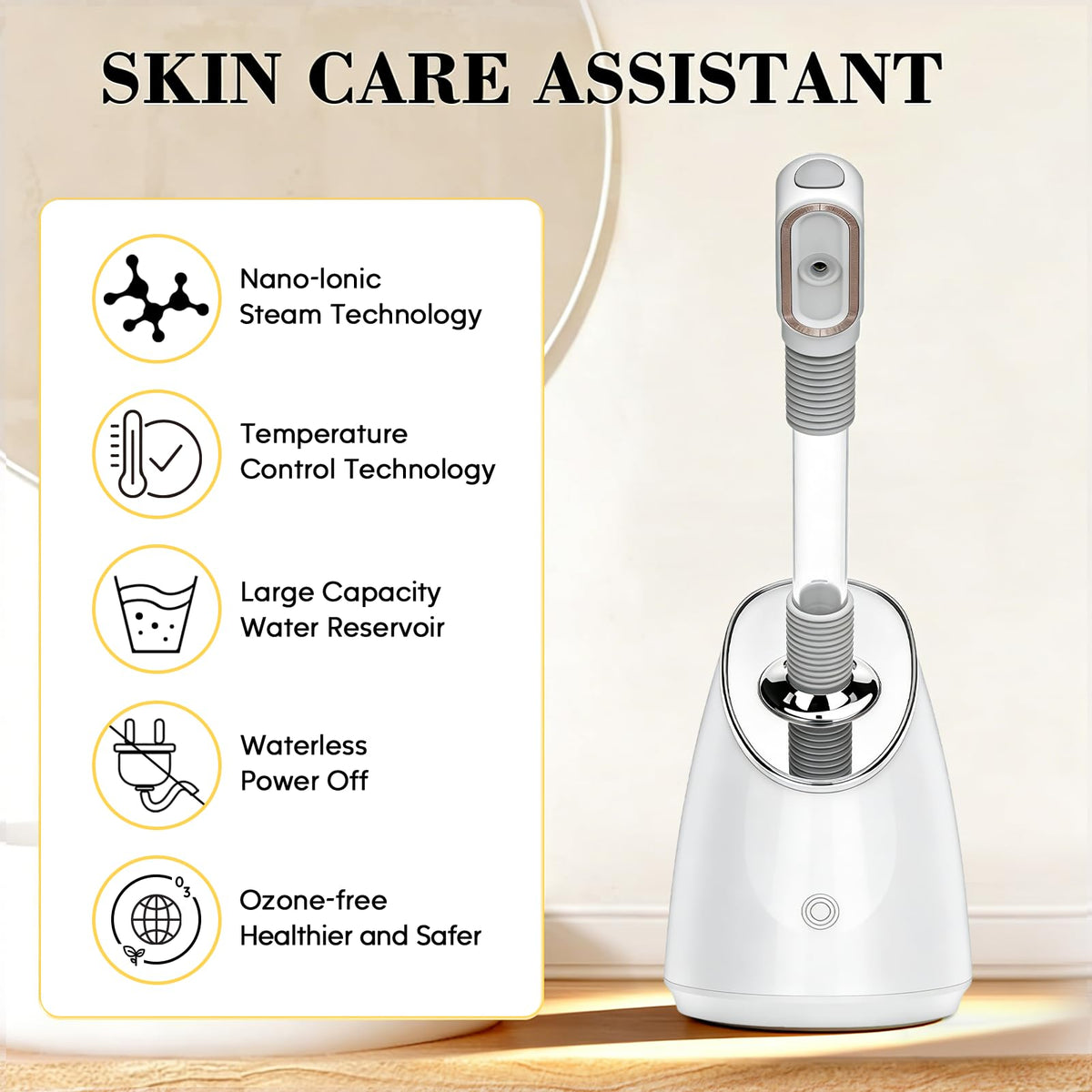 Pjordo face steamer attachments kit provides a complete cleansing and massage routine.