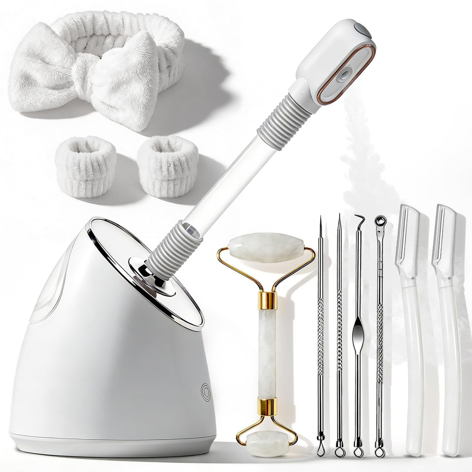Pjordo facial steamer with tube design enables flexible use during at-home spa sessions.