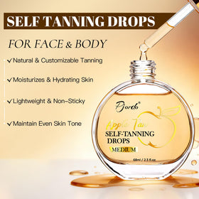 Pjordo self tanning drops face application showing easy blending.