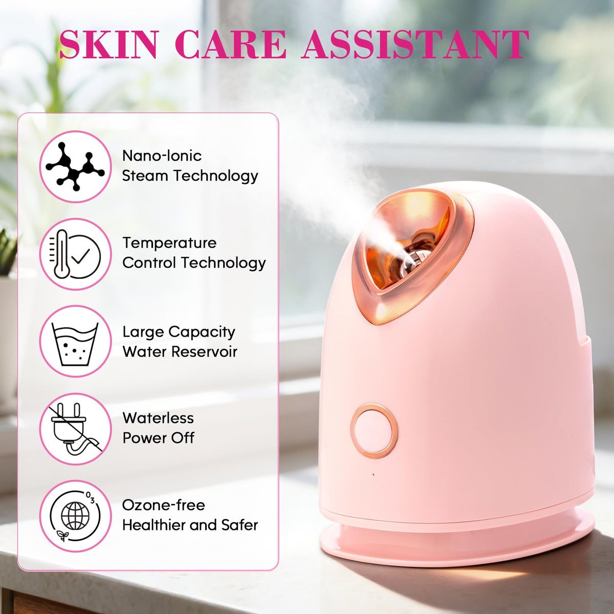 Pjordo warm mist face steamer delivering deep hydration