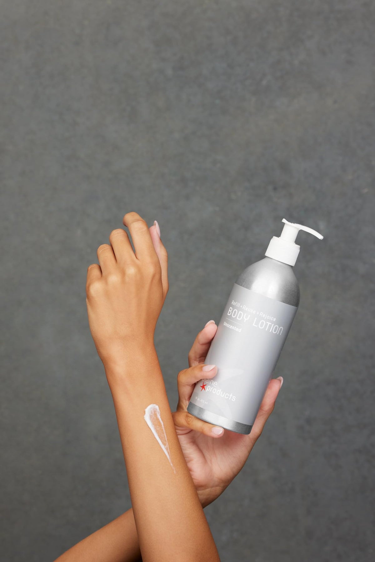 Plaine Products unscented lotion refill bottle ready for on-the-go moisturization