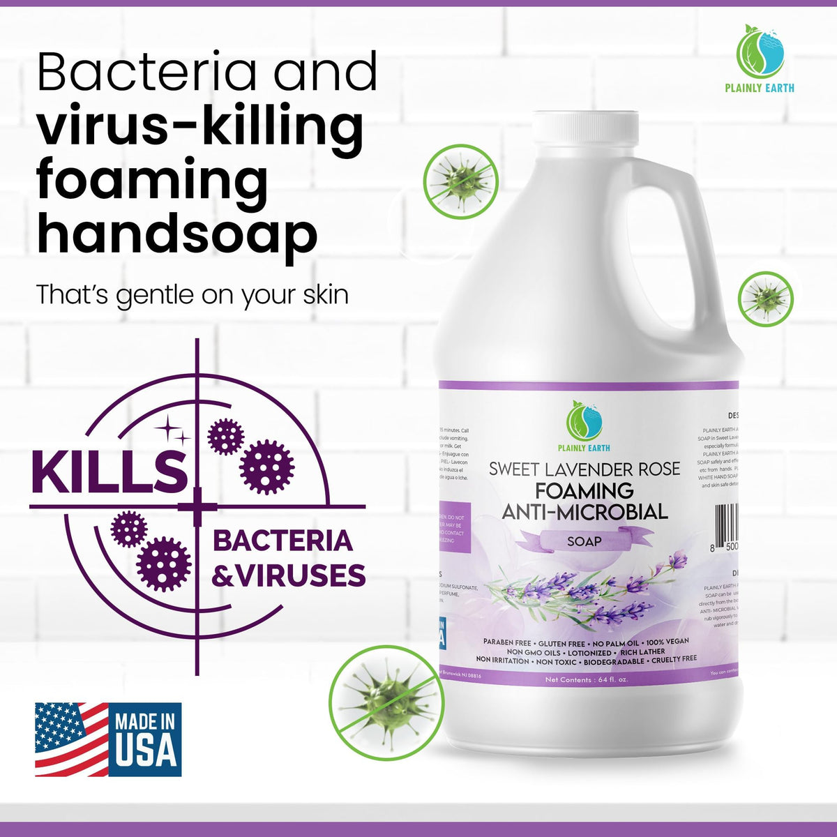 Plainly Earth 64 oz refill packaging designed to reduce plastic waste.