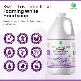 Close-up of Plainly Earth foaming hand soap with rich lather for gentle cleansing.