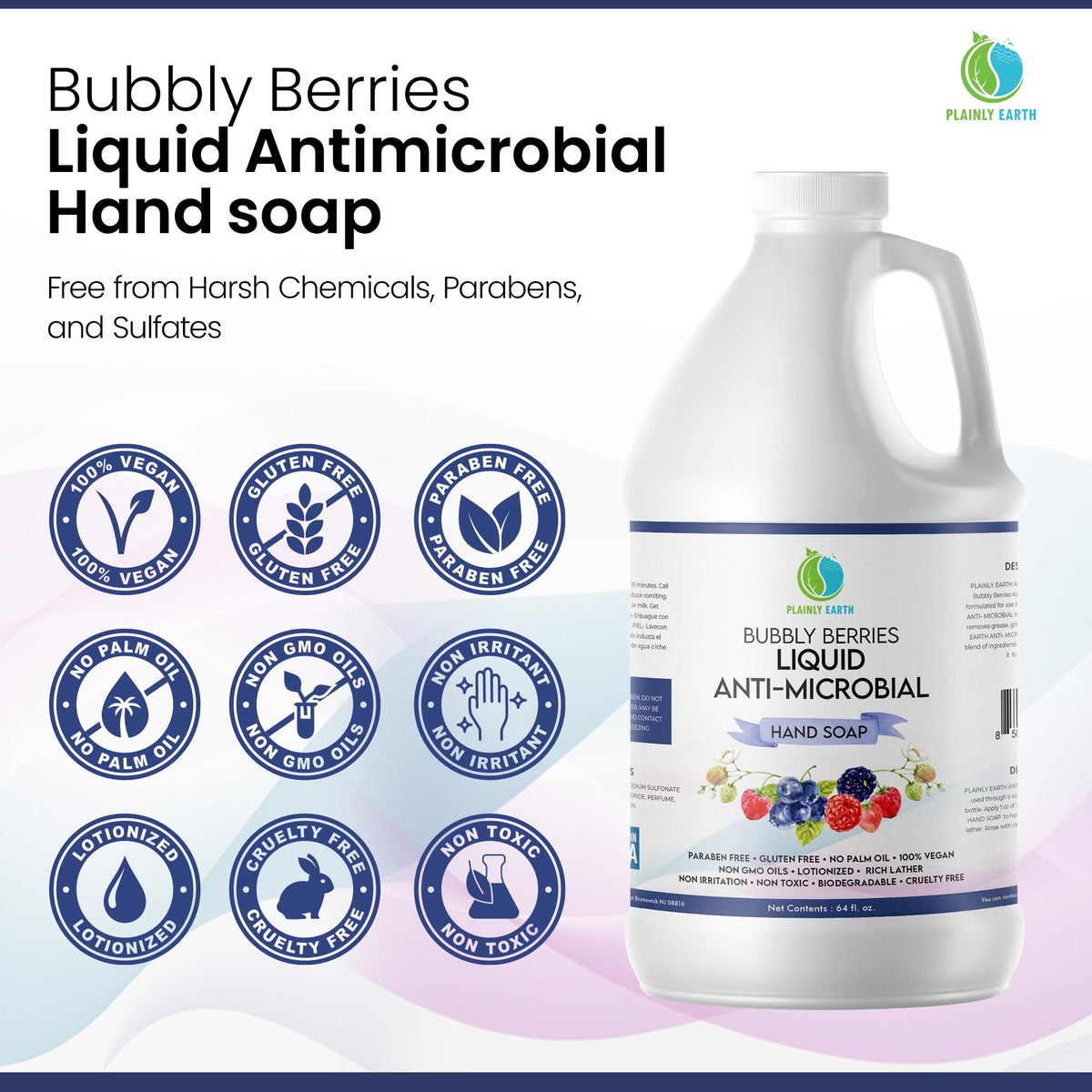 Plainly Earth hand soap gentle moisturizing formula for everyday use