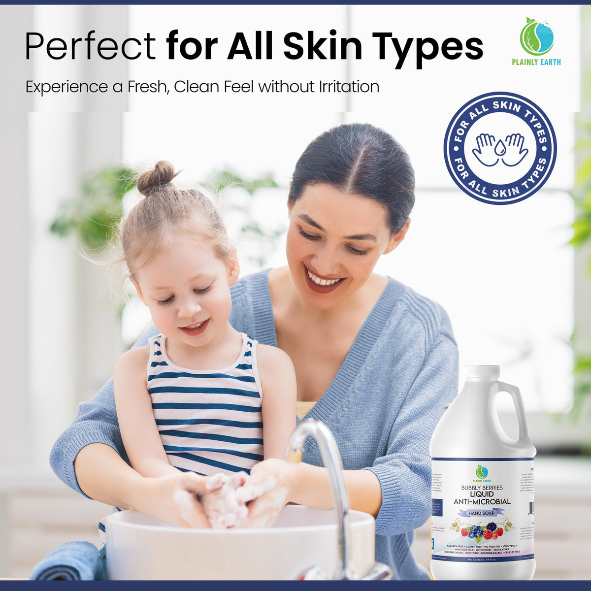 Plainly Earth kitchen use hand soap for clean hands during cooking