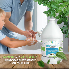 Plainly Earth vanilla scented hand soap bottle with inviting fragrance.