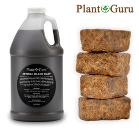 Plant Guru African Black Soap Liquid hands lather for cleansing action.