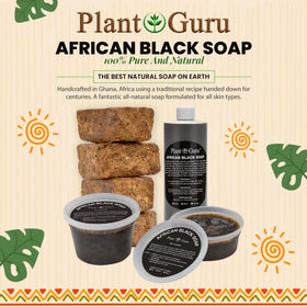 Plant Guru African Black Soap Paste label listing raw ingredients.