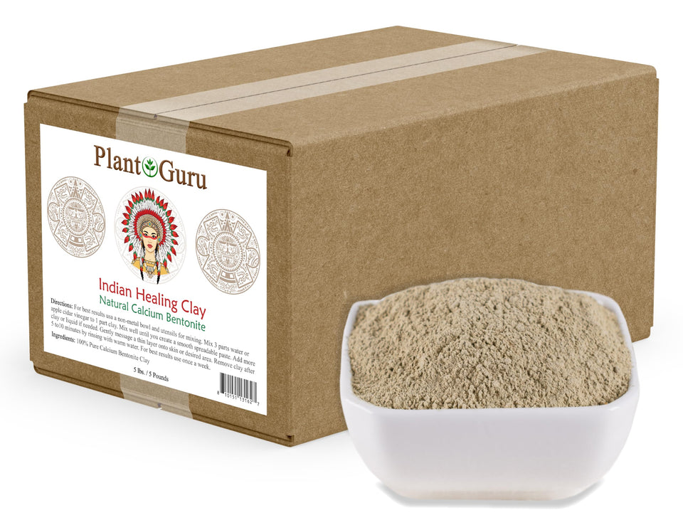 Plant Guru calcium bentonite clay powder bulk packaging for deep cleansing routines.