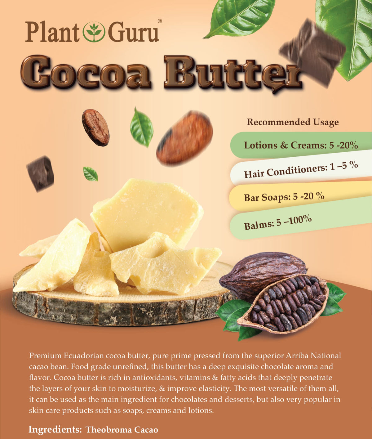 Plant Guru food-grade cocoa butter packaging preserves freshness
