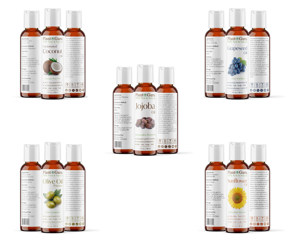 Plant Guru Fractionated Coconut carrier oil 2 oz fast-absorbing moisturiser for skin.