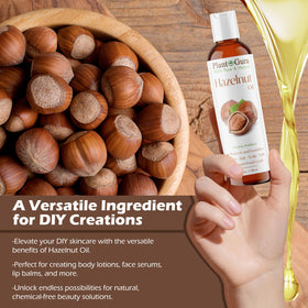 Plant Guru Hazelnut Oil packaging highlighting natural ingredients