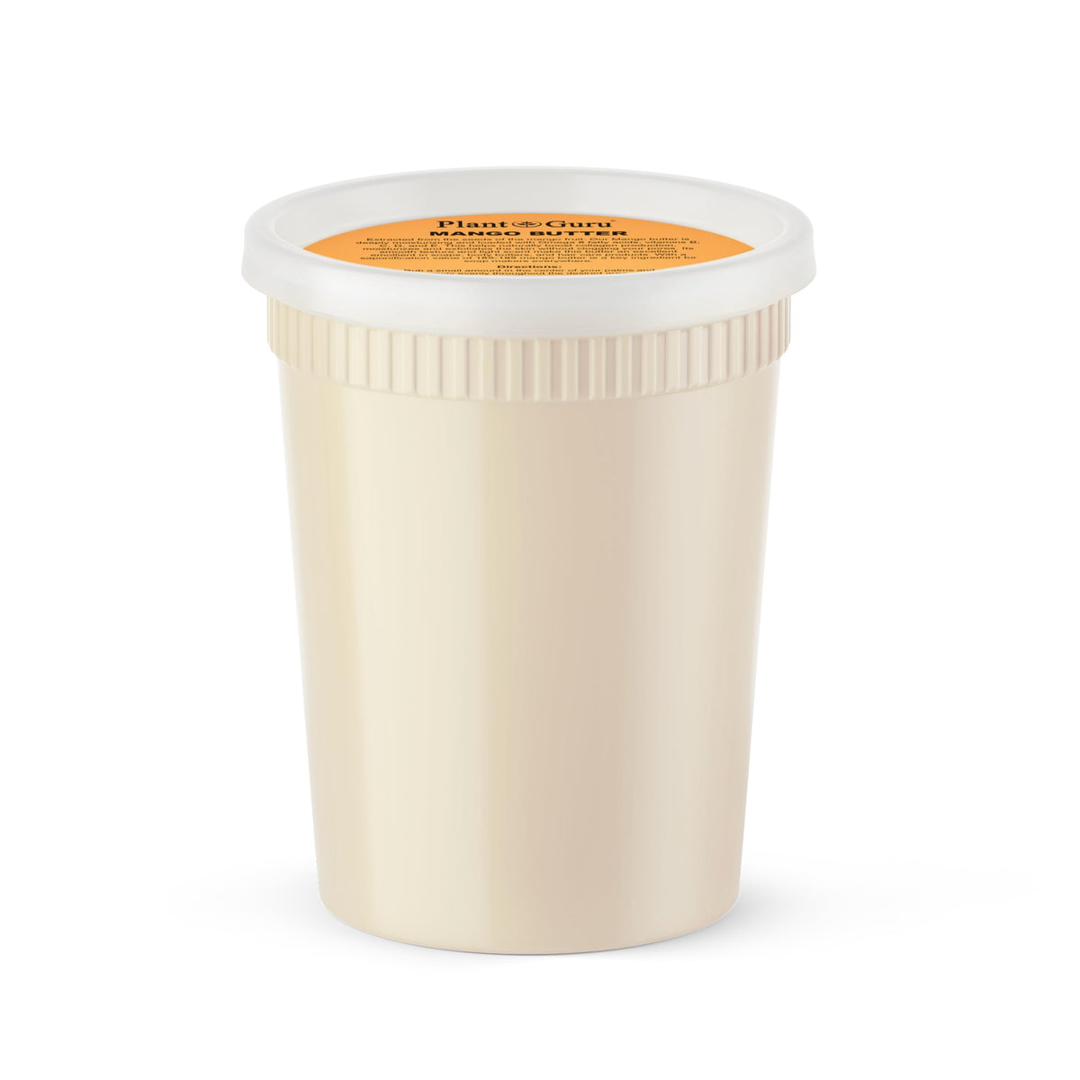 Plant Guru Mango Butter jar close-up showcasing rich texture for skin nourishment.