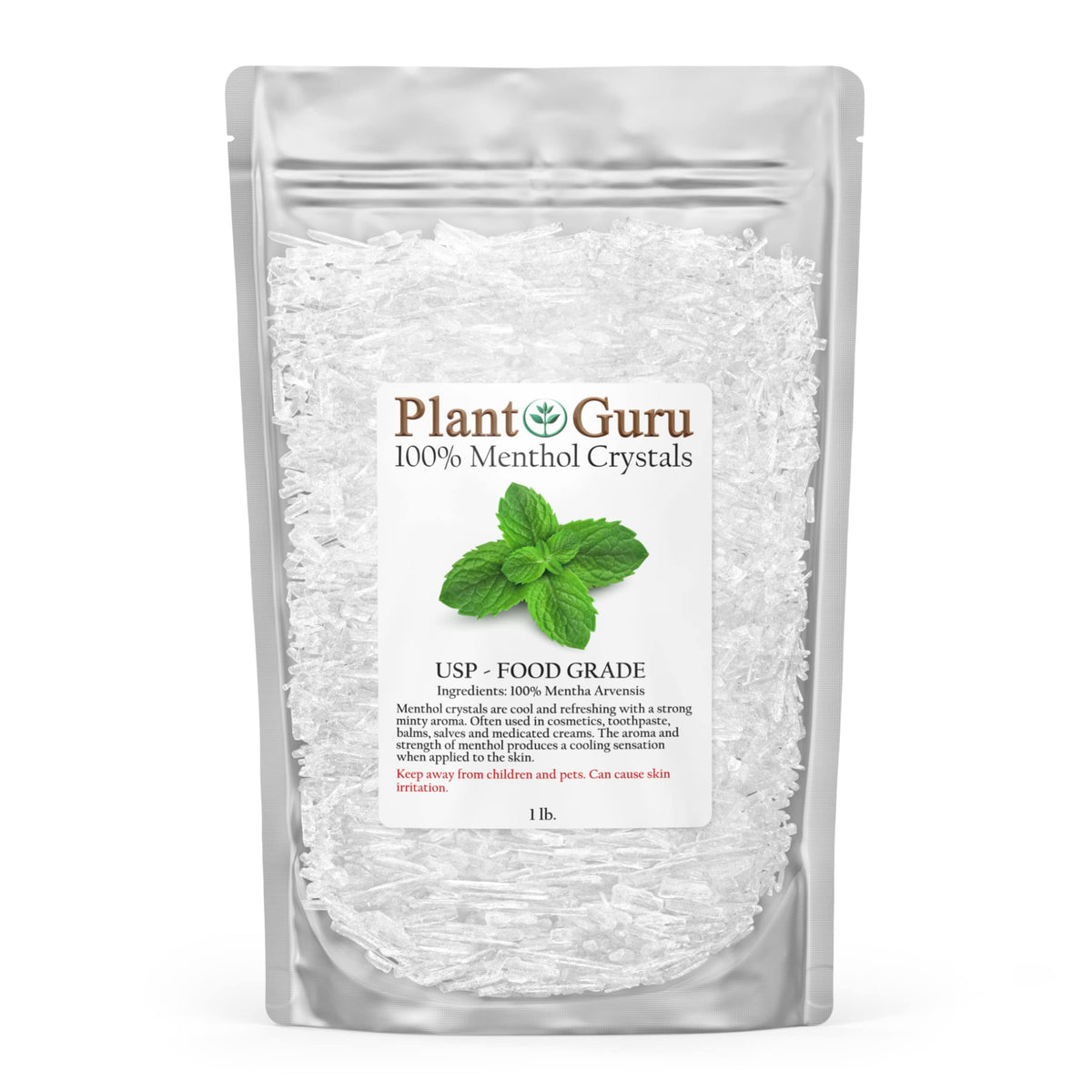 Plant Guru Menthol Crystals 1 lb bulk pack for cosmetics and crafts