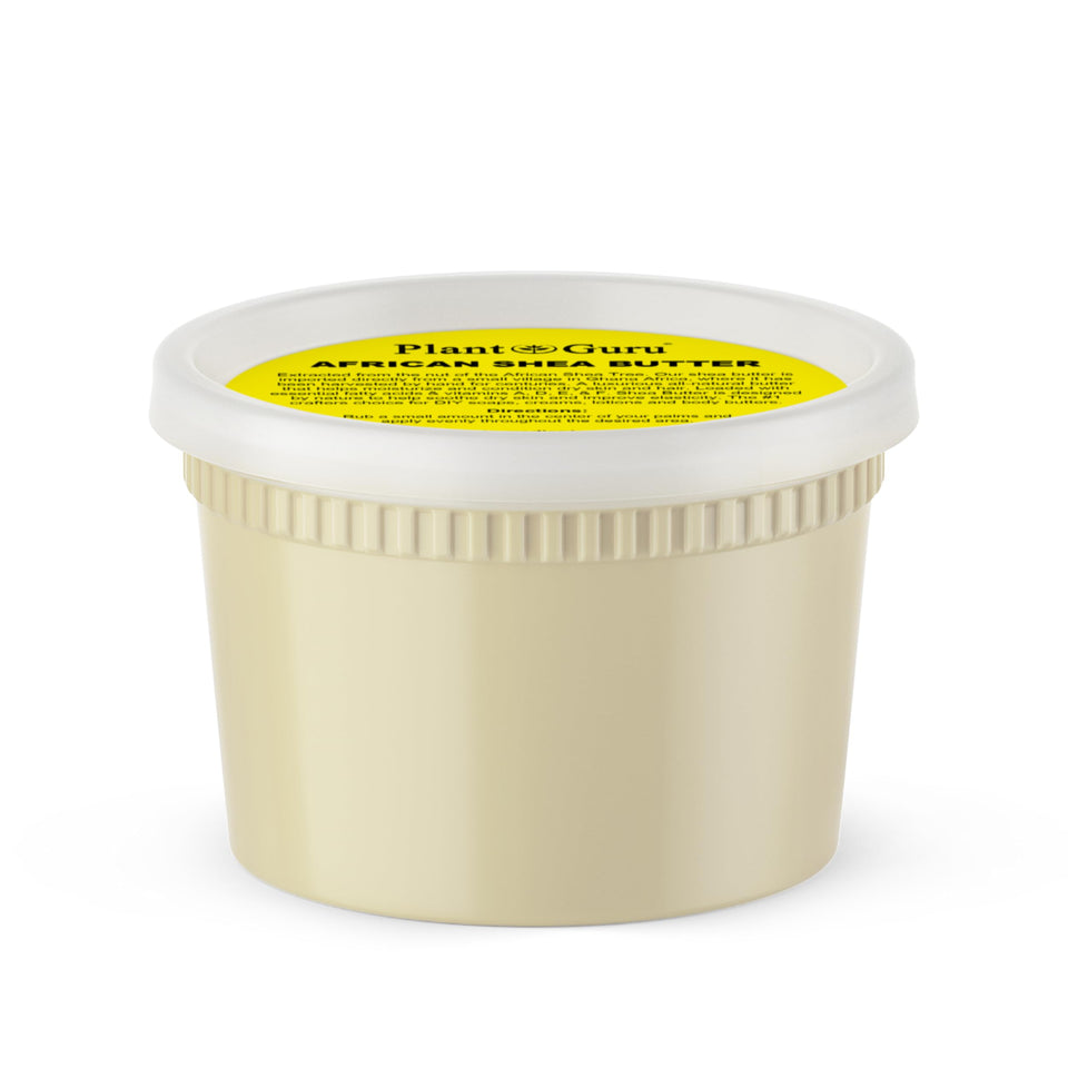 Plant Guru Raw African Shea Butter 16 oz jar for versatile skin and hair hydration.