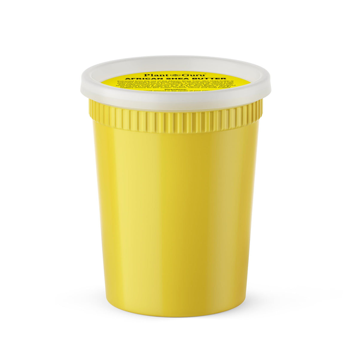 Plant Guru Raw African Shea Butter 32 oz jar close-up showing a rich skin moisturizer.