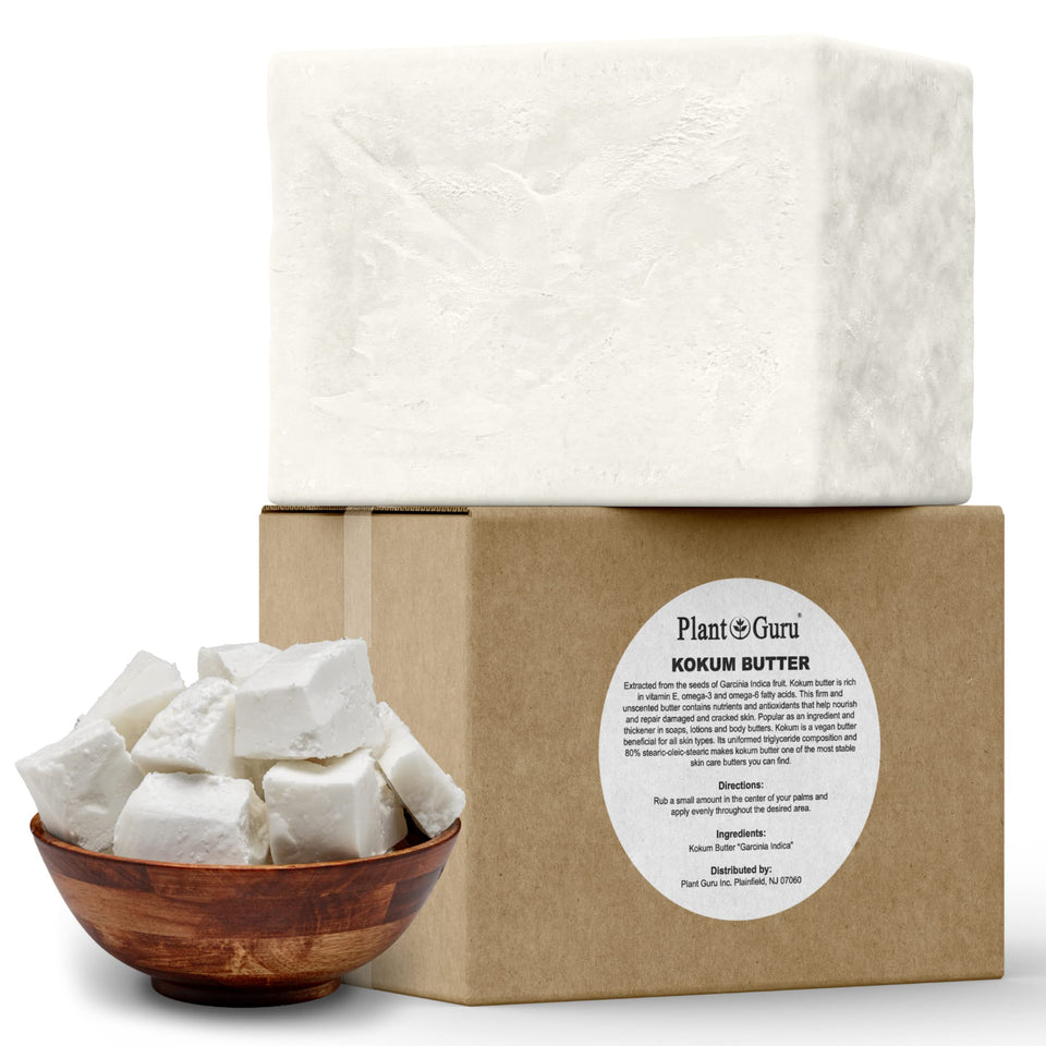 Plant Guru Raw Kokum Butter bulk packaging for skin and hair care.