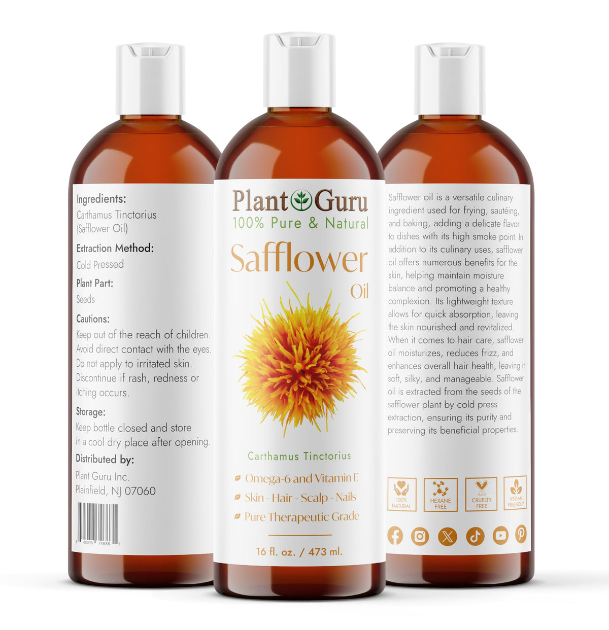 Plant Guru safflower oil pour for easy DIY cream and lip balm use.