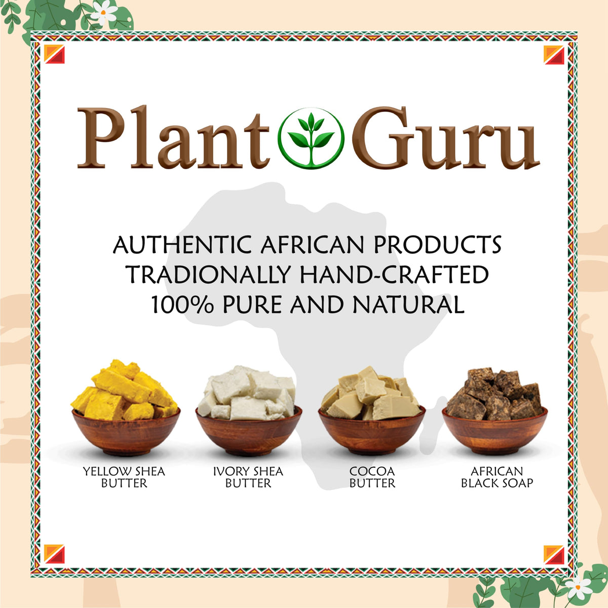 Plant Guru ivory packaging for unrefined shea butter