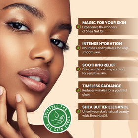 Plant Guru Shea Nut Oil absorbs quickly for soft, moisturized skin.