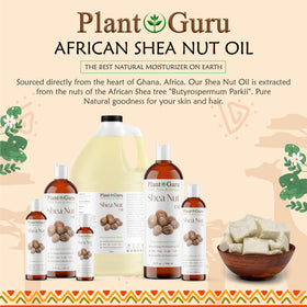 Plant Guru Shea Nut Oil hair treatment – tames frizz and adds natural shine.